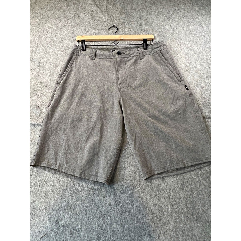 O'Neill Mens Gray Hybrid Flat Front Shorts Size 32 Stretch Slash Pockets Logo